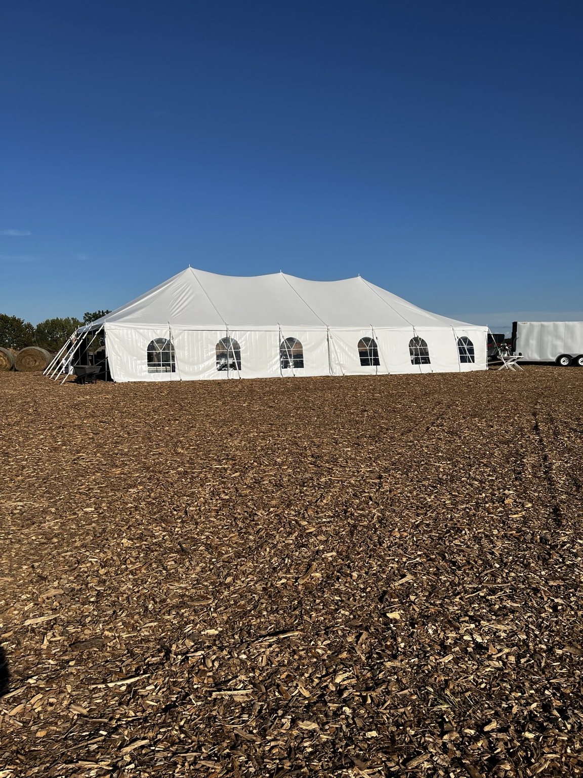 Large event tent with cathedral window sidewalls