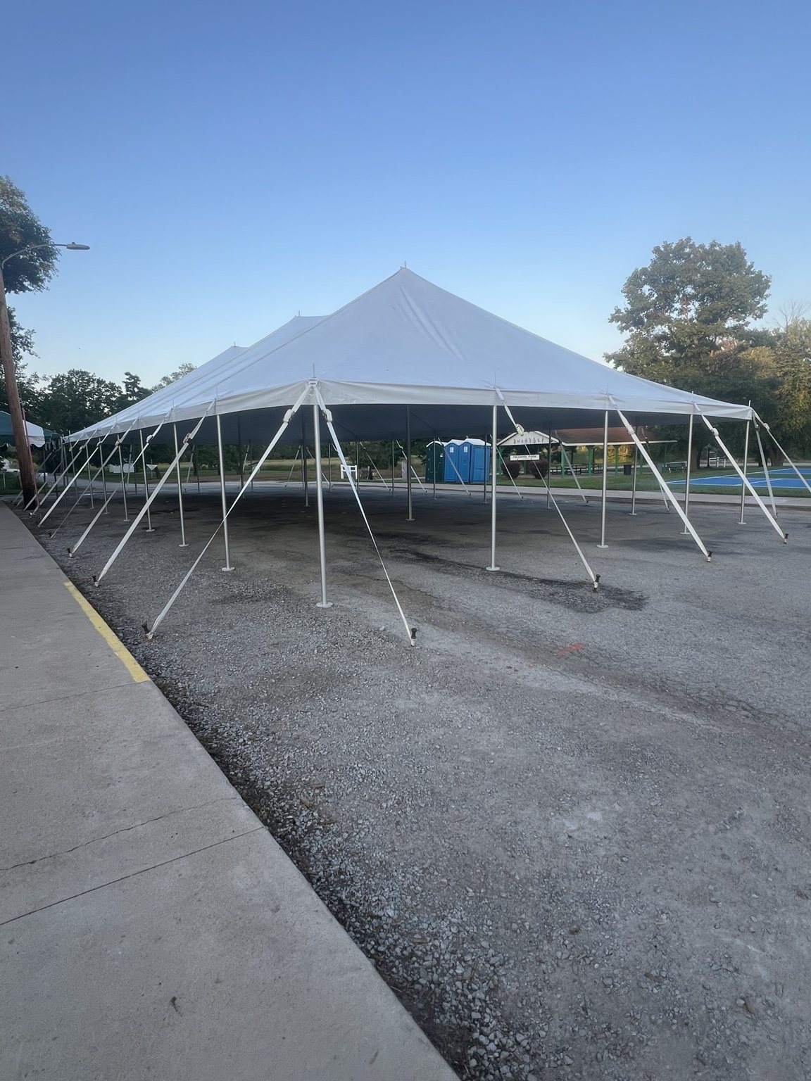 Large open event tent setup